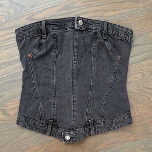 Zara Black Denim Corset Jean Top